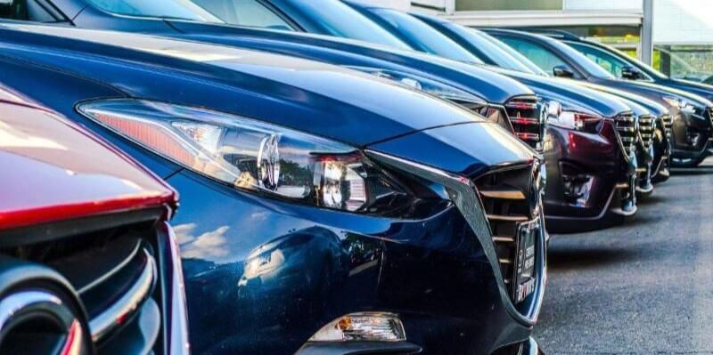 View of the front of cars parked
